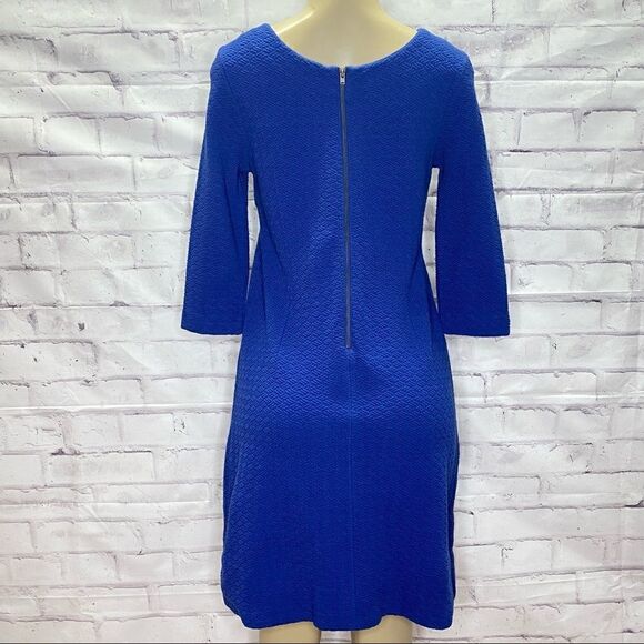Ganni textured blue 3/4 sleeve dress - Picture 4 of 11